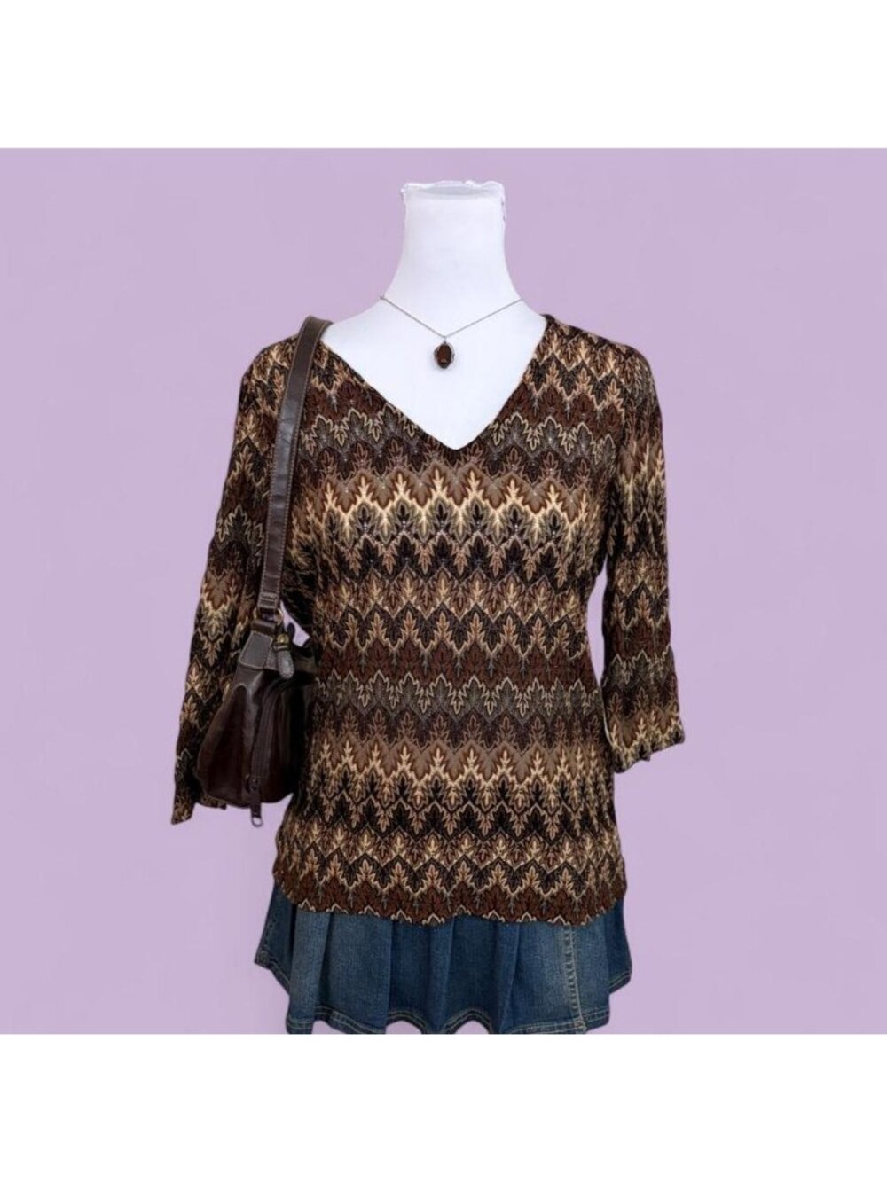 90s chevron boho top